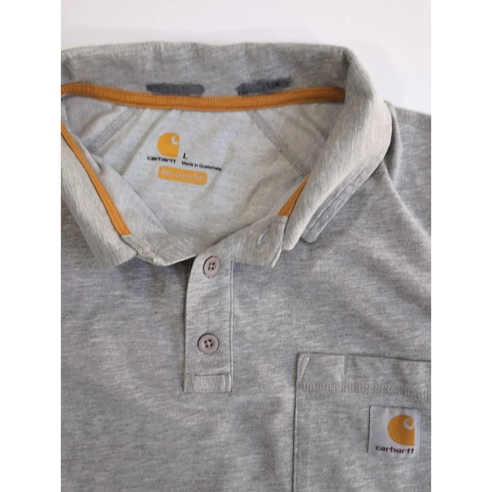 Carhartt Force Polo Shirt Mens Large L Gray Short Sleeve Pocket Work Golf